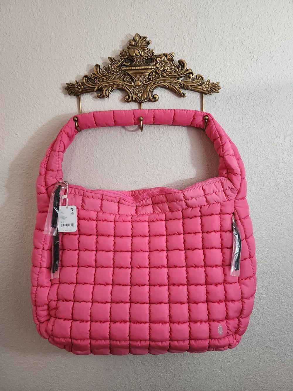 NWT Free People FP Movement Quilted Carryall Bag Pink Bubblegum